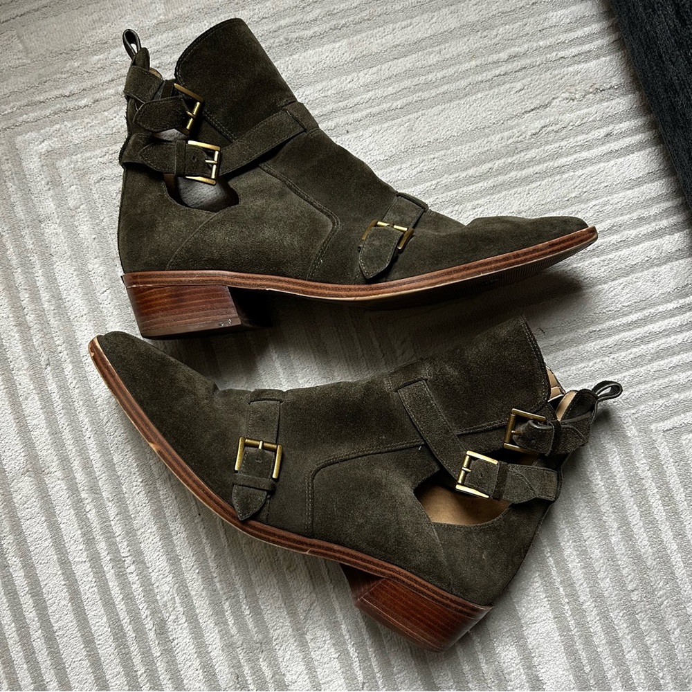 Michael Kors Dark Green Ankle Booties with Buckles - Picture 5 of 8